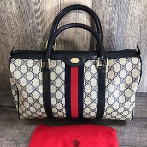 Gucci vintage satchel doctor bag rare large navy